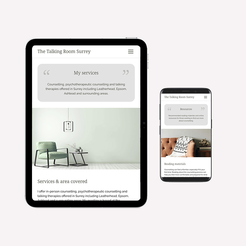 Responsive web design - The Talking Room Surrey