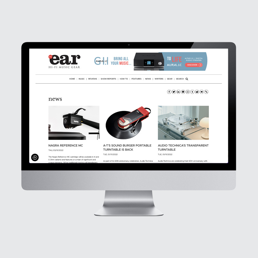 The Ear website re-design (desktop)